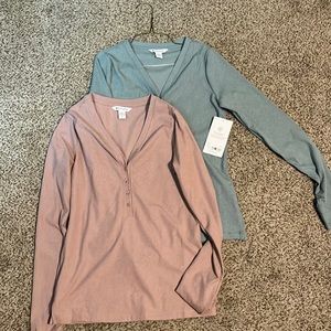 Athleta Uptempo Ribbed Henley Tops